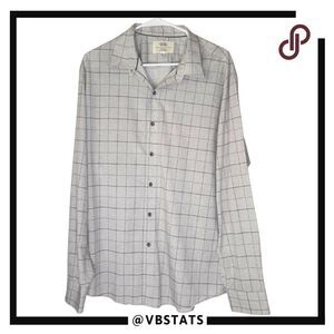 WRK Men's 4-Way Stretch Windowpane Long Sleeve Button Up‎ Shirt Gray Size XL